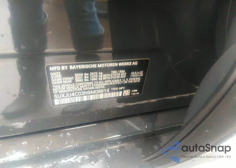 2022 BMW X5 M50I from USA, damaged, VIN 5UXJU4C03N9M08814